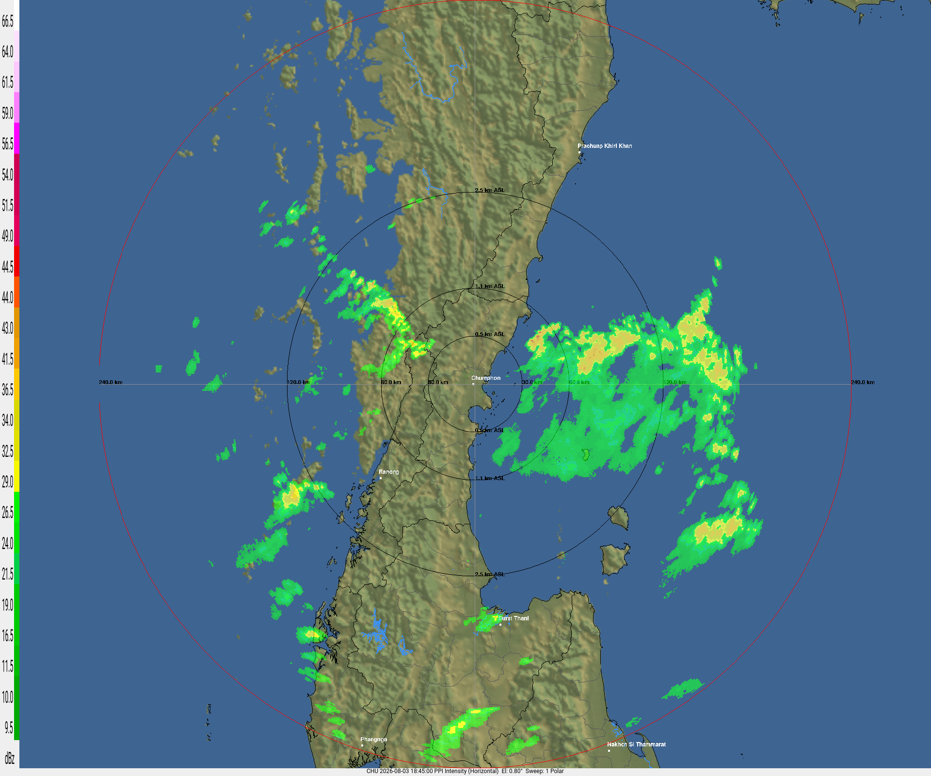 ภาพเรดาร์ฝนชุมพร ความละเอียดสูง ล่าสุด วันนี้ เรดาร์ ชุมพร.