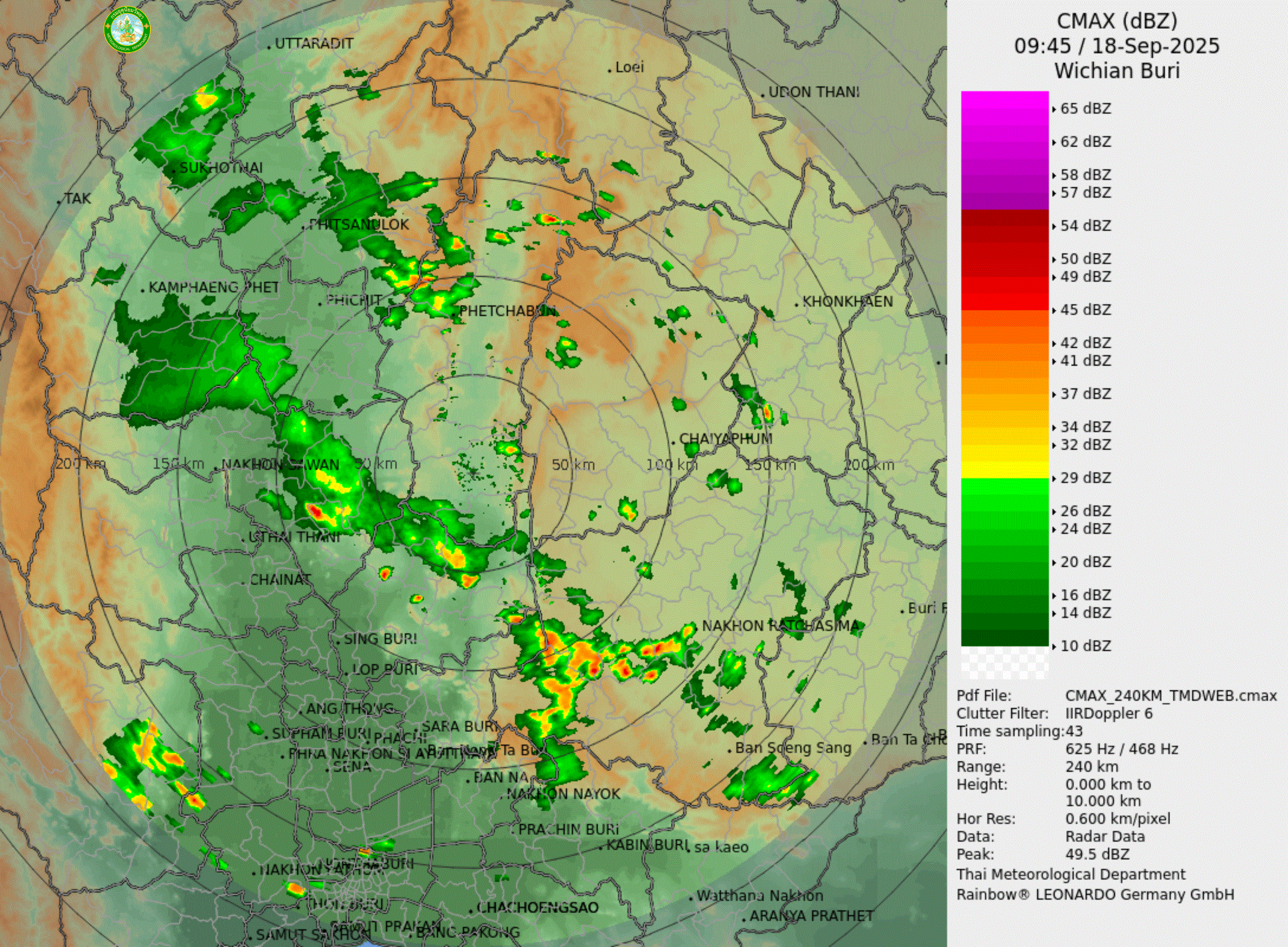 ภาพเรดาร์ฝนความละเอียดสูง เพชรบูรณ์ ล่าสุด วันนี้ เรดาร์ วิเชียรบุุุรี.