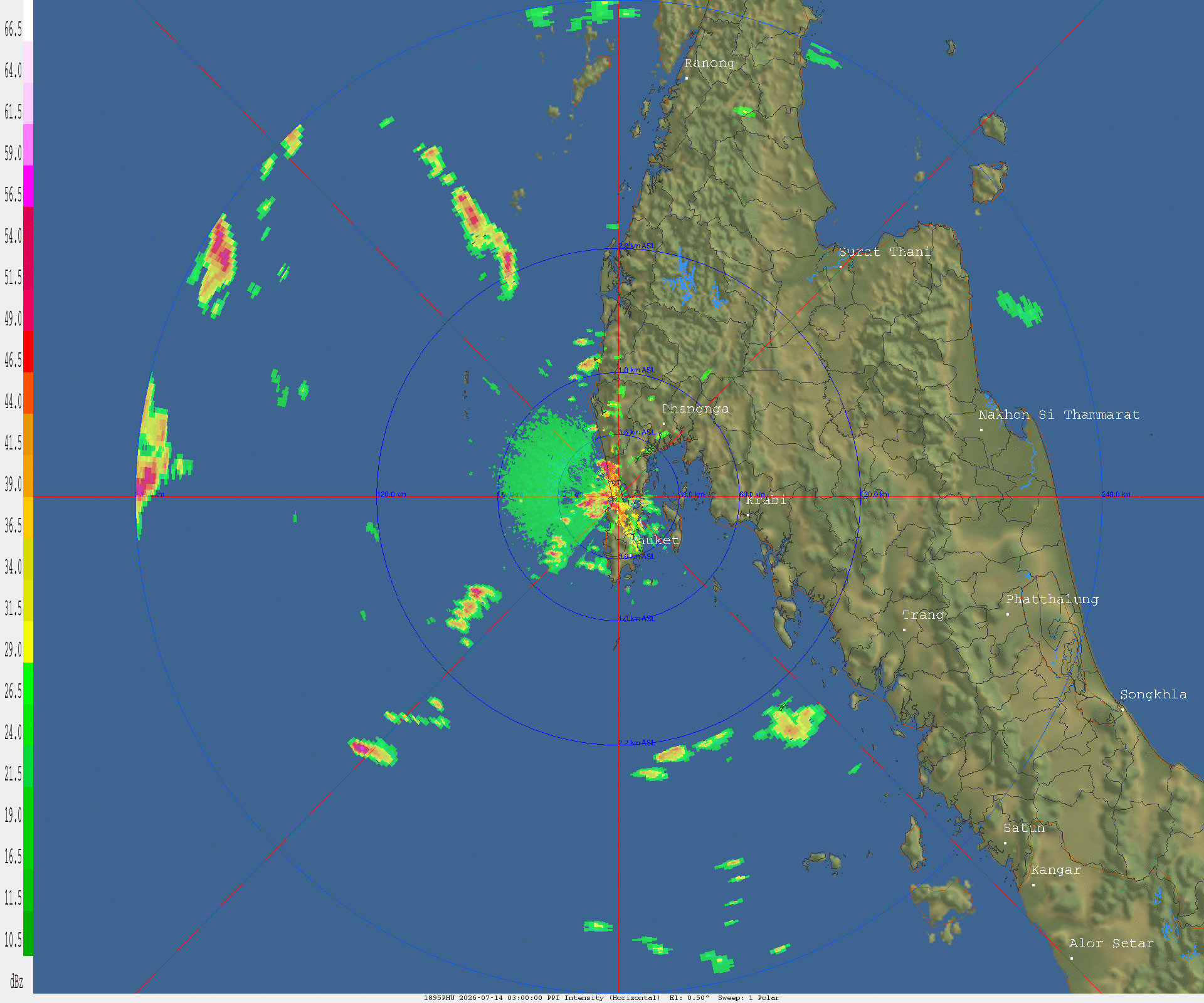ภาพเรดาร์ฝนความละเอียดสูง ภูเก็ต ล่าสุด วันนี้ เรดาร์ ภูเก็ต.