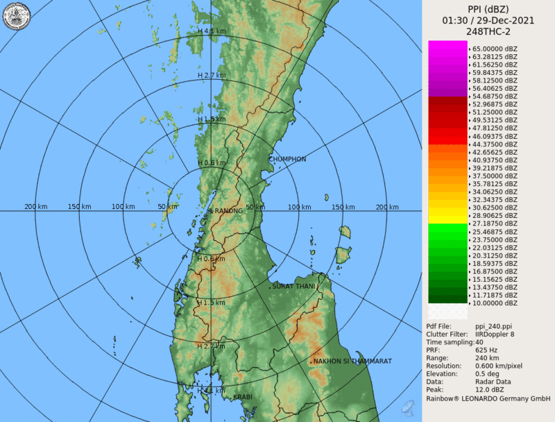 ภาพเรดาร์ฝนระนอง ล่าสุด วันนี้ เรดาร์ กทม.