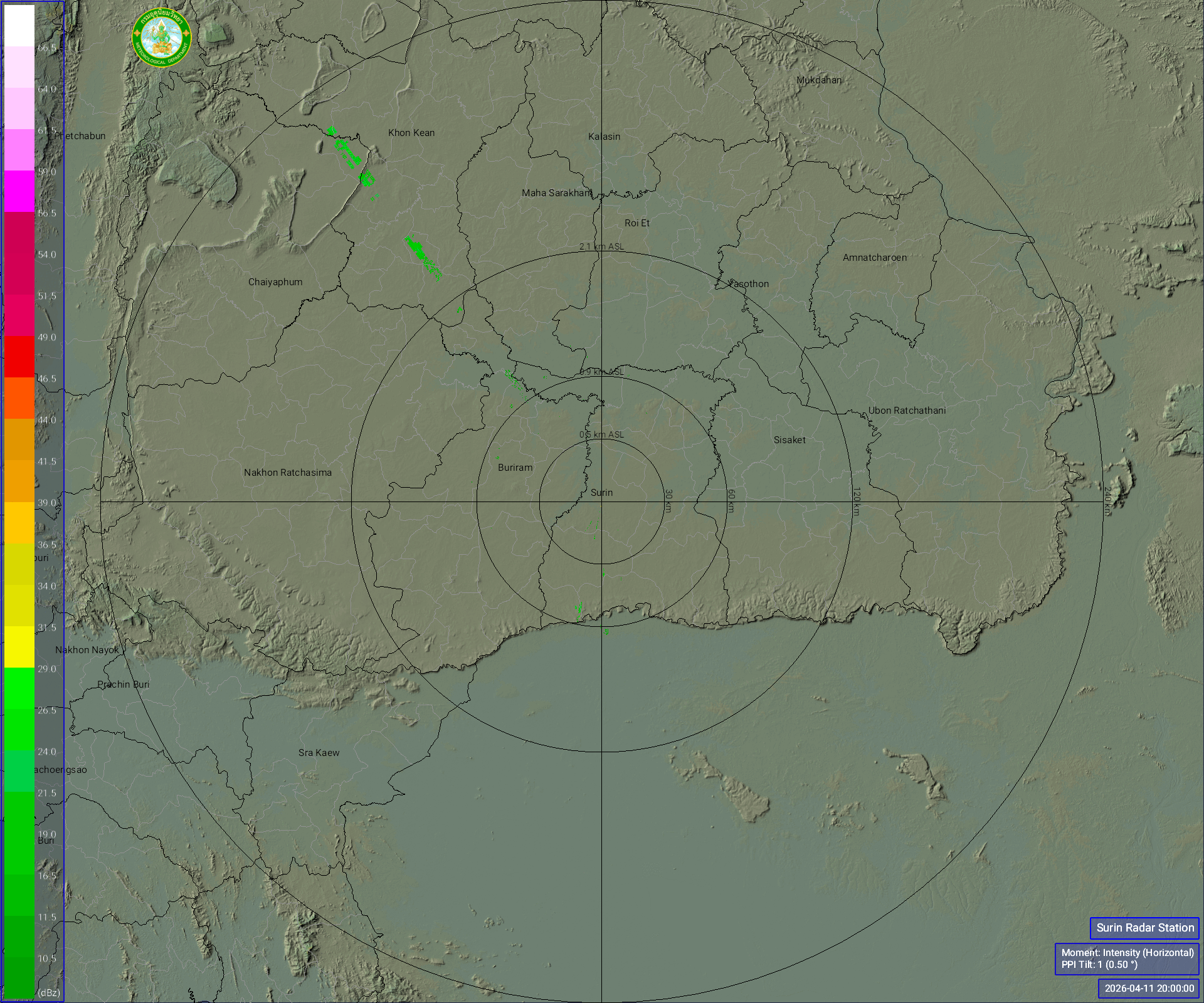 ภาพเรดาร์ฝนความละเอียดสูงสุรินทร์ ล่าสุด วันนี้ เรดาร์สุรินทร์ 