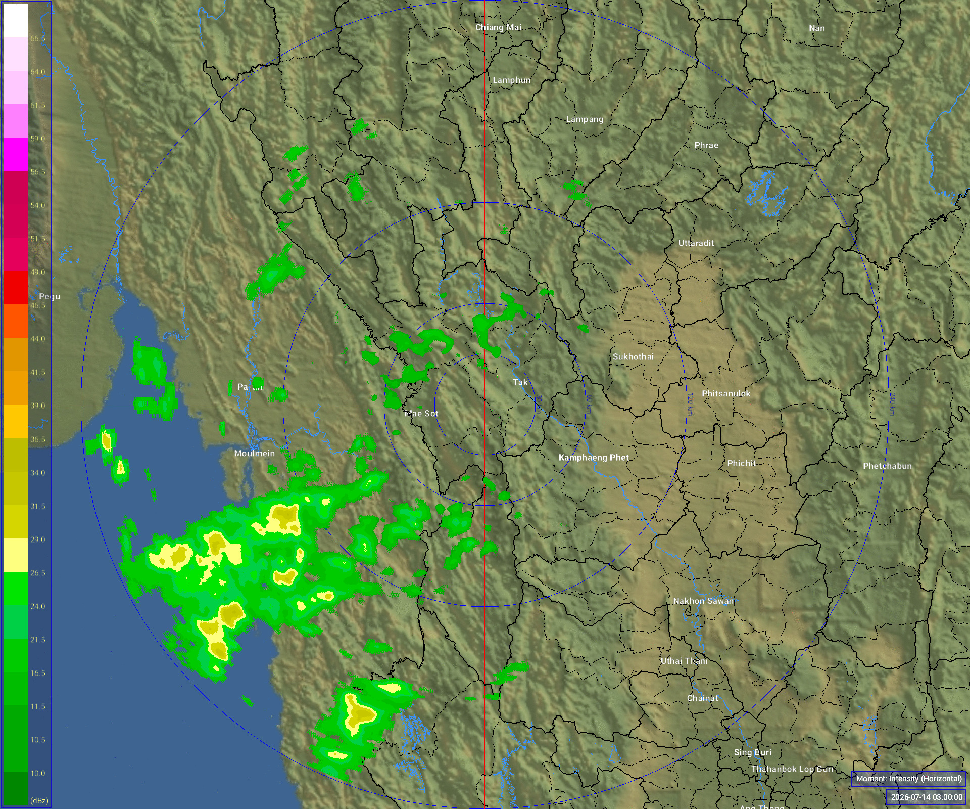 ภาพเรดาร์ฝนความละเอียดสูง ตาก ล่าสุด วันนี้ เรดาร์ ตาก.
