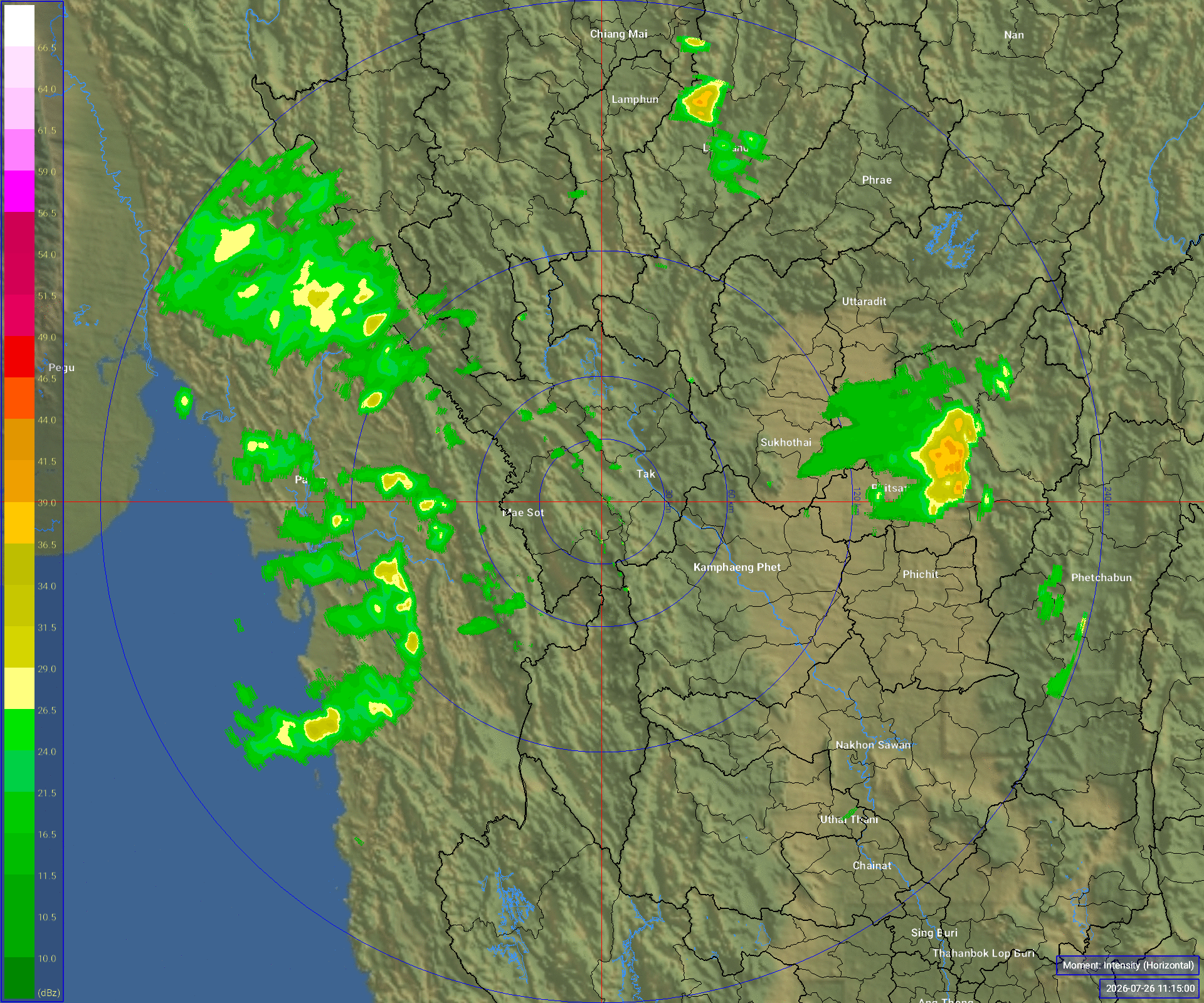 ภาพเรดาร์ฝนตาก ความละเอียดสูง ล่าสุด วันนี้ เรดาร์ ตาก.